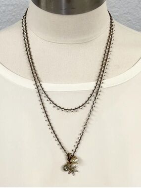 Catherine Popesco Leighton Multi-Layer Silver Necklace with Charms